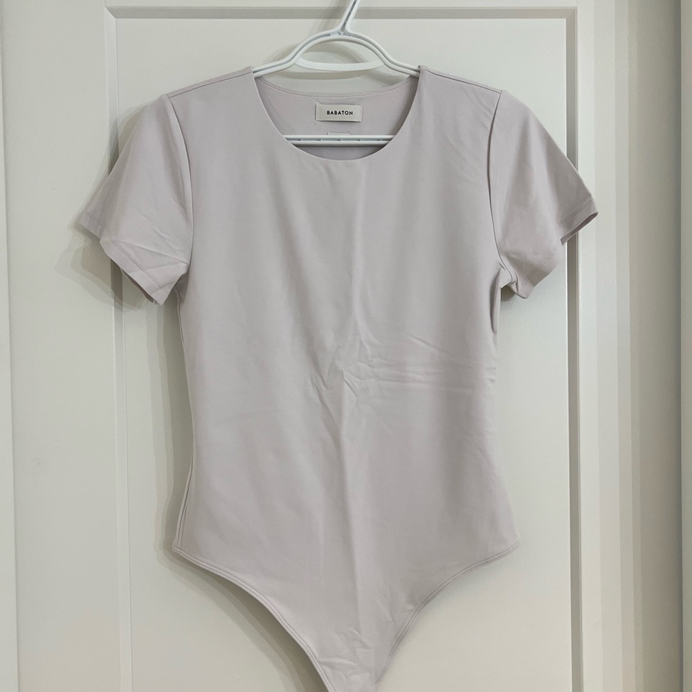 Babaton Light Gray Short Sleeve Bodysuit